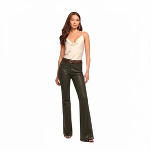 Ramy Brook Coated Helena High Rise Flare Skinny Pants in Olive Size 00 NEW $265